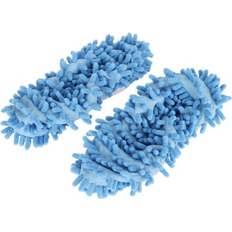 Lot de 10 chaussons de nettoyage de sol multifonctions en chenille, accessoire pour nettoyage et dépoussiérage, bleu (1/5)