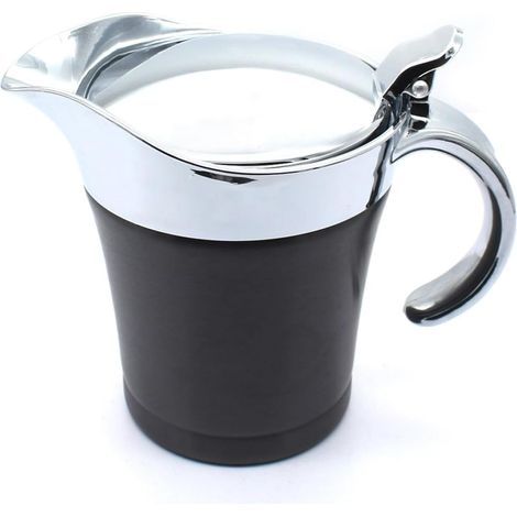 Saucière Isotherme Inox 304, 450 ml, Double Paroi, Couvercle à Charnière, Pot à Sauce, Cuisine, Argent, Solide (1/5)