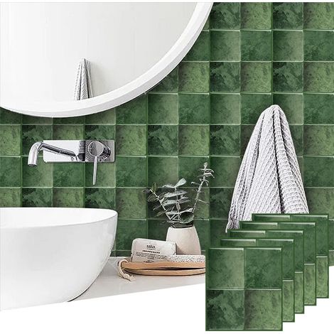 Crédence autocollante, design 3D, imperméable, facile à nettoyer, adaptée aux cuisines, salles de bains et carreaux muraux, 10 pièces (1/5)