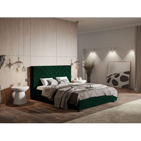 Lit rembourré avec rangement 120x200 velours vert foncé Toreto (1/5)