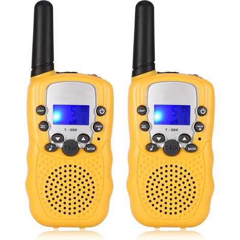 2 radios bidirectionnels pour enfants, portée 3 km, canaux multiples, jouet d'extérieur jaune vif (1/5)