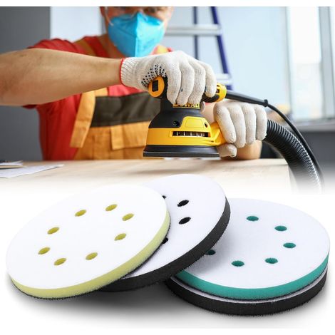 4 Pièces Tampon de Ponçage Souple 125mm Tampon d'Interface Ponceuse, Plateau de Poncage 8 Trous Tampon Interface en Éponge en Mousse Patin de Remplacement pour Ponceuse (1/5)