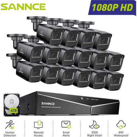 SANNCE 1080P Überwachungskamera Set Aussen,16CH 16 Kameras Nachtsicht Fernzugriff Email Alarm,4TB (1/5)