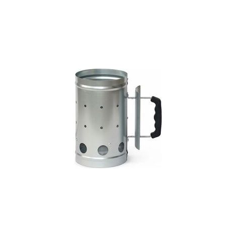 Silver Charcoal Grill Chimney Igniter - Quick-start charcoal igniter, 27.5cm long, 15.5cm wide. (1/5)