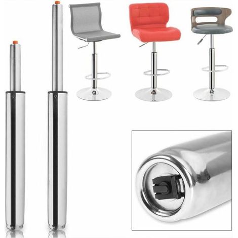 2 Pièces Vérin à Gaz Chromé 280mm pour Chaise de Bureau et Tabouret de Bar, Remplacement Amortisseur Pneumatique (1/3)