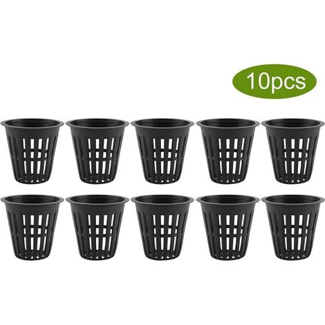 10pcs/set Hydroponic Plant Baskets Cups Plastic Pots Reusable Durable Garden Net Nursery Bucket Basket for Hydroponic Garden Planting Balcony (Black) (1/5)