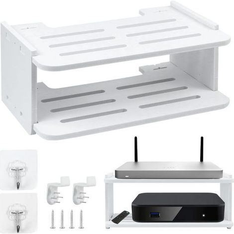 Etagere Decodeur,Etagere Murale TV,Support Box Internet pour Stocker Routeurs,Projecteurs,Verdure,Téléphones Portables et Haut-Parleurs Intelligents (1/5)