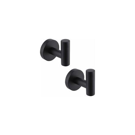 Porte-manteau en acier inoxydable SUS304 noir, porte-serviettes, lot de 2 –