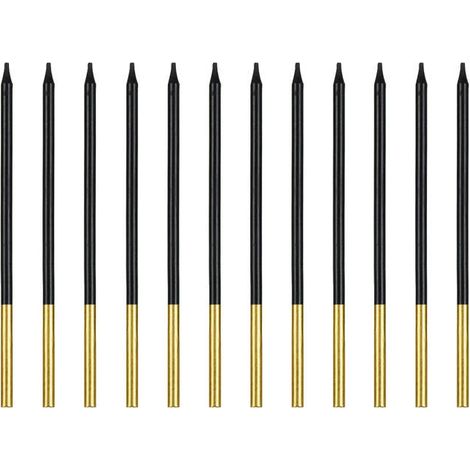 Bougies d'anniversaire lisses, noires, 14 cm (1/3)