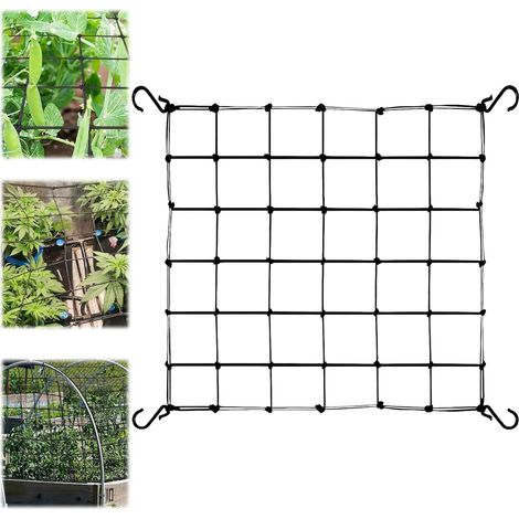 Scrog Netz 60x60 cm Pflanzennetz Elastische Ranknetz für kletterpflanzen Gartennetze mit 4 Haken Ranknetz für Pflanzen, Gemüse, Früchte, Blumen (1/5)