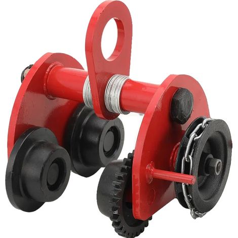 Carrello a spinta/trazione, in acciaio ad alta resistenza, portata massima 2,5 tonnellate, portata massima di sicurezza 1/2 tonnellata, dimensioni 24 x 31 x 18,5 cm, lunghezza catena 3 metri (1/5)