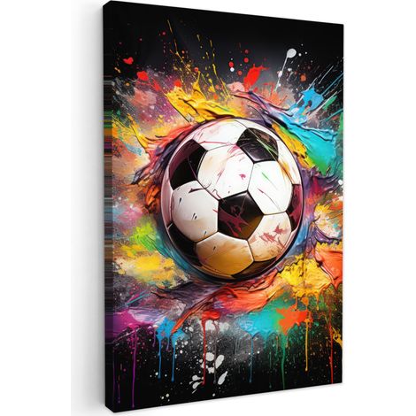 Canvas Print Soccer - Paint - Colors - Black - White 80x120 cm
