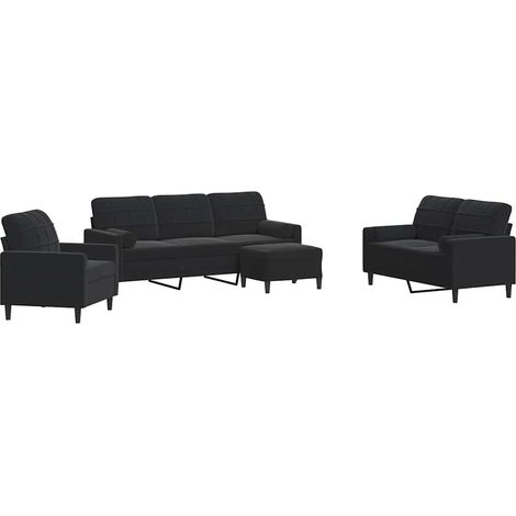 Maison Exclusive - Set di Divani 4 pz con Cuscini e Rinforzi Nero in Velluto