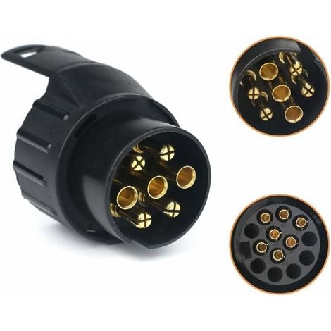 7/13 Trailer Plug Adapter 7 to 13 Pin Connector Hitch Plug 7 Pole to 13 Pin for Car Trailer, Tractor, Caravan, Bike Rack (1/5)