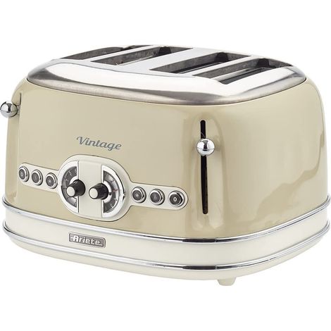 Ariete 0156/03 Retro Style 4 Slice Toaster with 2 Slice Control, 6 Browning Levels and Removable Crumb Tray, Vintage Design, Beige