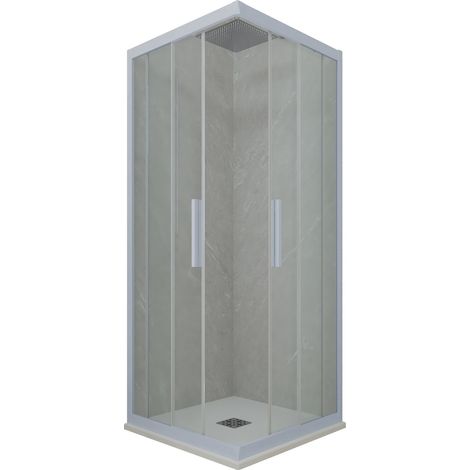 Eck-Duschkabine in PVC 80x110 Klarglas Vintage-Blau Kolors