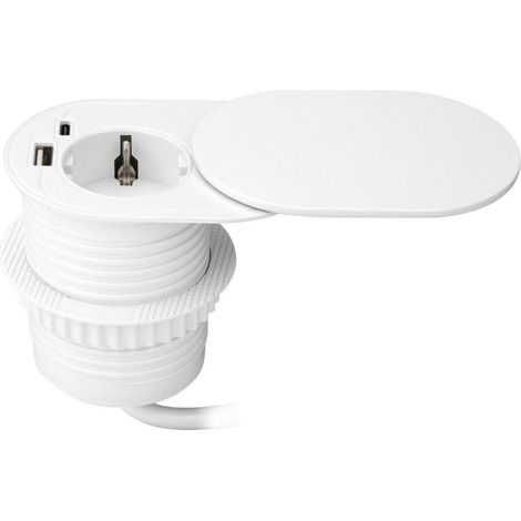 Orno Enchufe empotrado para mueble blanco diámetro 6 cm