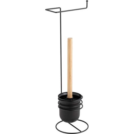 Brosse WC Avec Dérouleur Papier "Filano" 53cm Noir (1/3)