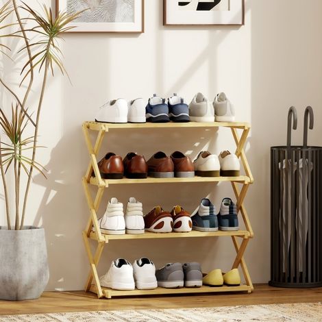 Zapatero de bambú de 4 niveles, 60 x 29 x 67 cm, natural DESVIAE (1/5)