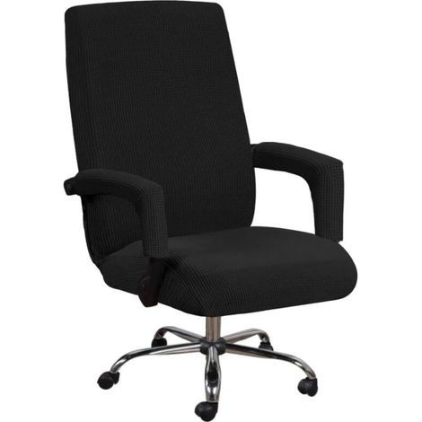 Elastischer Bezug für Computerstühle (Schwarz, L), Universalbezug für Computerstühle, Dekoration, Schutz für Freizeitstühle (1/4)