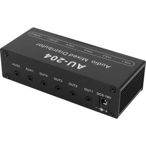 Stereo-Audio-Splitter, Mini-Vorverstärker, Kopfhörerverstärker, 2 Eingänge, 4 Ausgänge, 3,5-mm-Klinkenanschluss (1/5)