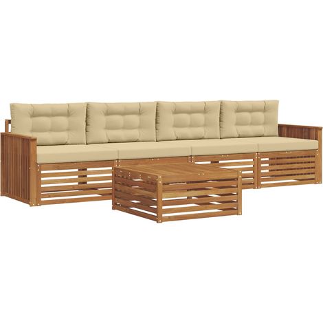Outdoor Sofa Set with Cushion 5 pcs Natural and Beige vidaXL (1/5)