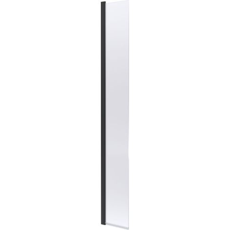Balterley Blymhill Contemporary Bathroom 8mm Glass Hinged Flipper Return Screen, Matt Black, 1950 x 322 x 27mm