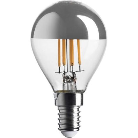 LAMPADINA GOCCIA CUPOLA ARGENTATA LED 4,5W LUCE CALDA 2700K 400 LUMEN E14 BOT (1/2)