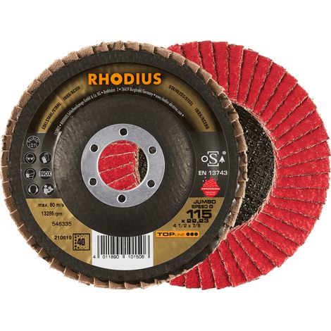 RHODIUS JUMBO SPEED G, 10 Stück, 115 mm, Korn 40, Fächerschleifscheibe (1/3)