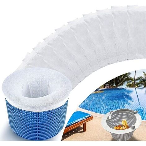 Lot de 10 chaussettes de skimmer pour piscine - Filtre pour panier de piscine - Accessoire pour nettoyage de piscine, nettoyage de bassin, élimine les scarades, la mousse, le pollen (1/4)