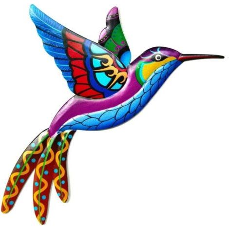 QORVA-Décoration murale en métal colibri - Décoration murale en fer forgé pour oiseau, décoration à suspendre - Intérieur et extérieur (1/4)
