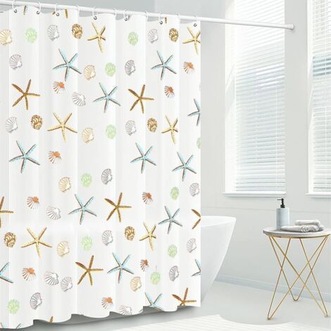 Rideau de Douche 180x180cm, 【Liquidation d'automne】 Rideau de Douche PEVA Imperméable et Anti-moisissure, avec 12 Anneaux de Rideaux, Motif étoile de【Offre spéciale à durée limitée】 (1/5)