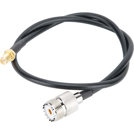 1 adaptador de cable puente SMA hembra a UHF hembra, negro, impedancia de 50 ohmios, para antenas fijas y móviles. (1/5)