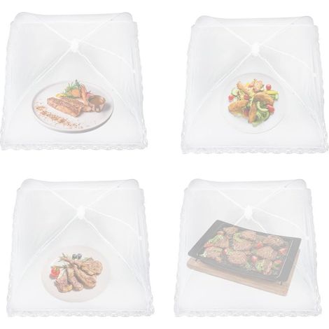 Faltbare Lebensmittelabdeckung, Lebensmittelnetz, Moskitonetz, Fliegenschutz, wiederverwendbar, für Obst und Gemüse (43 x 43 cm, 4 Stück)