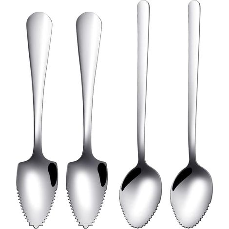 Cuillère à pamplemousse en acier inoxydable à bords dentelés pour fruits et desserts [4 pièces]