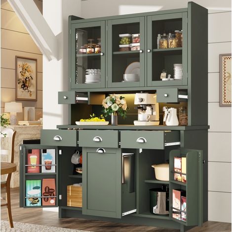 Meuble rangement 120x40x180 cm MDF vert OKMYHOME (1/5)