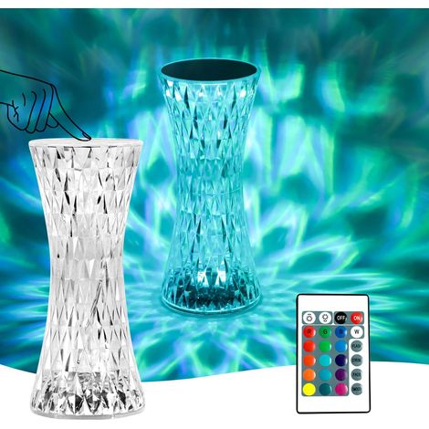 Lampe de table LED en cristal Sky moderne créatif acrylique diamant chevet lumière tactile et gradable avec télécommande RGB changement de couleur veilleuse dans la chambre et le salon (1/5)