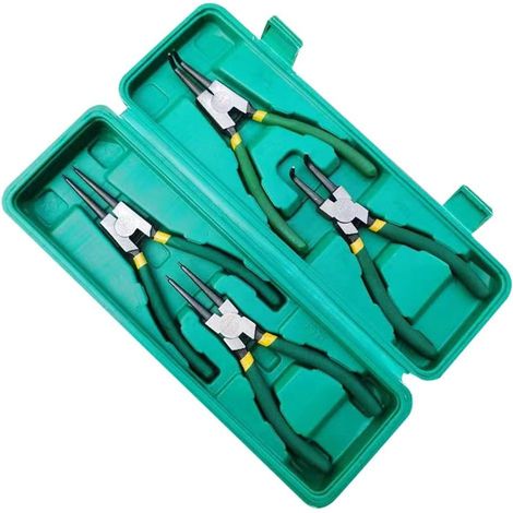 7-Zoll-Sicherungsringzangen-Set, Außen-, Innen-, gerade und abgewinkelte Zange, Mehrzweckzange zum Entfernen von Sicherungsringen - AquaForge (1/5)