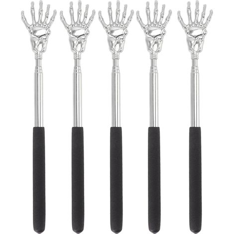 Lot de 5 gratte-dos extensibles en acier inoxydable, télescopiques portables, rétractables pour le dos (1/5)