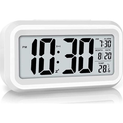 Digitaler Reisewecker, geräuschloses LED-Display für Kinder und Erwachsene, Temperaturkalender, Nachtlicht mit Schlummerfunktion. (1/4)