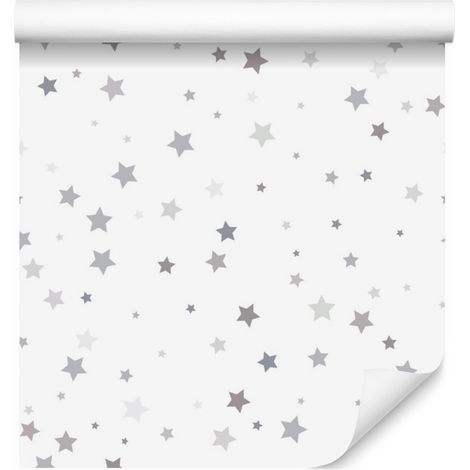 Carta da parati con piccole stelle grigie per soggiorno e camera da letto, 50x1000 cm (1/5)
