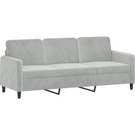 Canapé  Sofa à 3 places Gris clair 180 cm Velours (1/5)