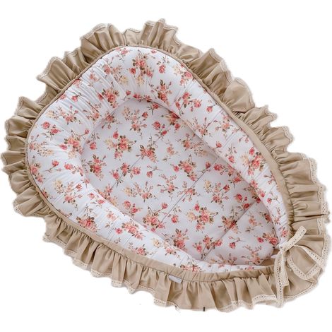 Fascia avvolgente a nido con volant e pizzo (rosa selvatica/beige + pizzo beige) (1/5)