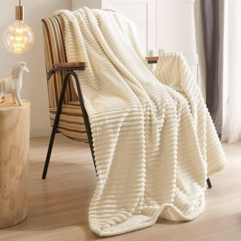 Ineasicer Couverture Plaid 100 x 150 cm Crème Flanelle Velours Jeté Housse de Lit Canapé Chambre Sofa Peut Ëtre Utilisé dans 4 Saisons 1 Pièce Douce Fourrure Polaire Douce et Chaude Voilage Bébé (1/4)