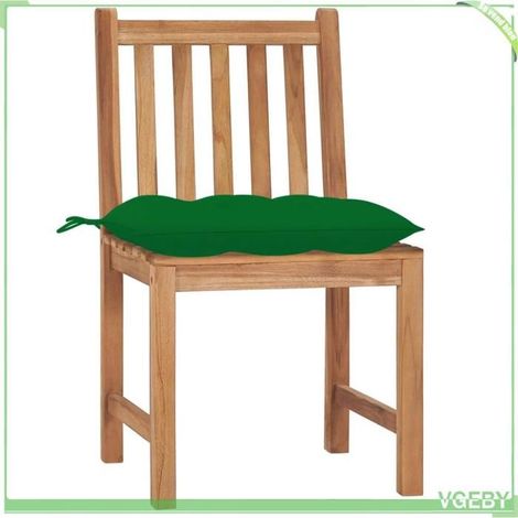 Chaises de jardin - FAFEICY - 3073108 - Bois de teck massif - Lot de 4 - Coussins verts (1/5)
