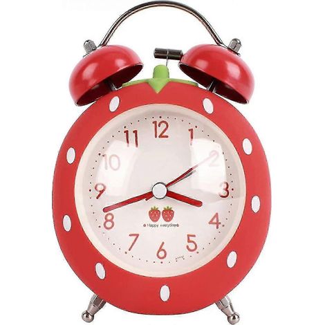 Réveil en forme de fraise avec rétroéclairage, silencieux, simulant un réveil bruyant, idéal pour les chambres, les tables de chevet et les bureaux. Rouge - 8280530200060 (1/5)