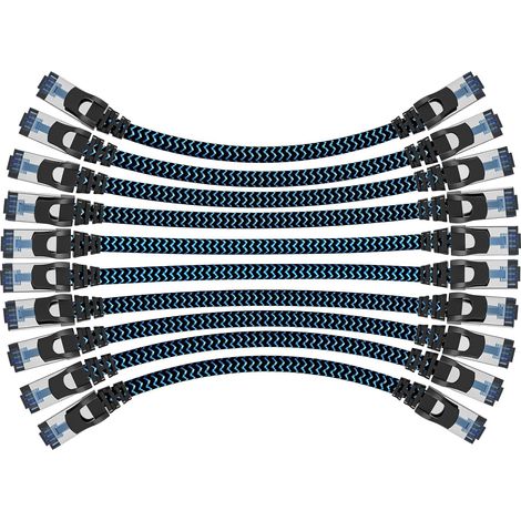 10-Piece Cat 8 Ethernet Cable 1.5 m Network RJ45 40Gbps 2000MHz Cable Ethernet Haut Débit Nylon Tressé Double Blindage Rallonge Ethernet Cat 8 Compatible avec Routeur Modem Décodeur TV (1/5)