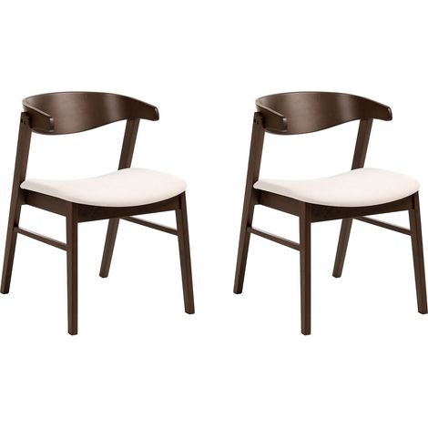 Esszimmerstuhl 2er Set LILLY Stoff Dunkelbraun / Cremeweiß