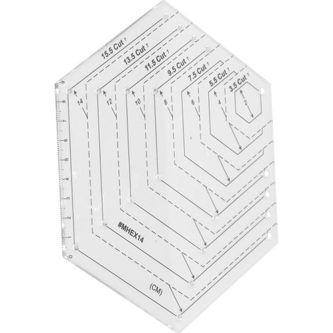 Sechseck-Lineal zum Selbermachen, handgefertigt, mit klarer Skala, hoher Genauigkeit, transparente Acryl-Sechseck-Quiltvorlage zum Zeichnen und Schneiden (1/5)