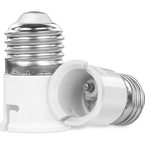 Set mit 2 E27-auf-B22-Fassungsadaptern, feuerhemmender Kunststoff, für Energiesparlampen und LED-Lampen, Wohn-/Schlafzimmer (1/5)